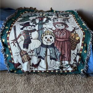 Festive Snowman Tapestry Throw Blanket 50x70
